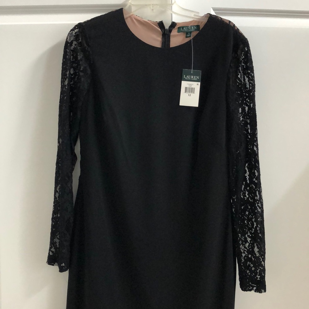 Gorgeous LBD with lace sleeves from Lauren